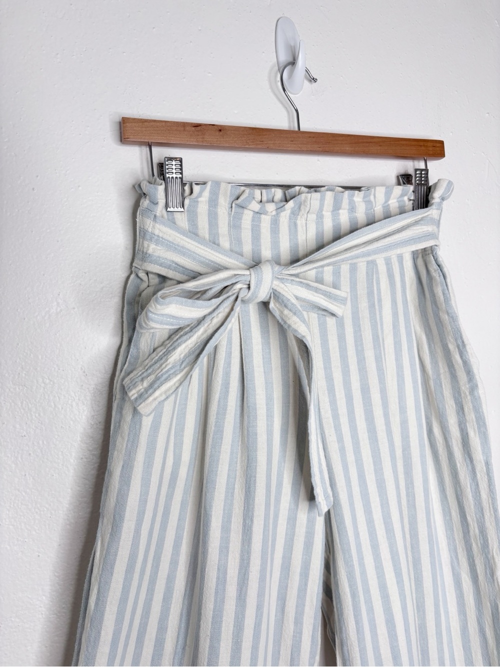 Madewell Huston Tie Waist Striped Linen Blend Wide Leg Cropped Pants Size S - Picture 4 of 9